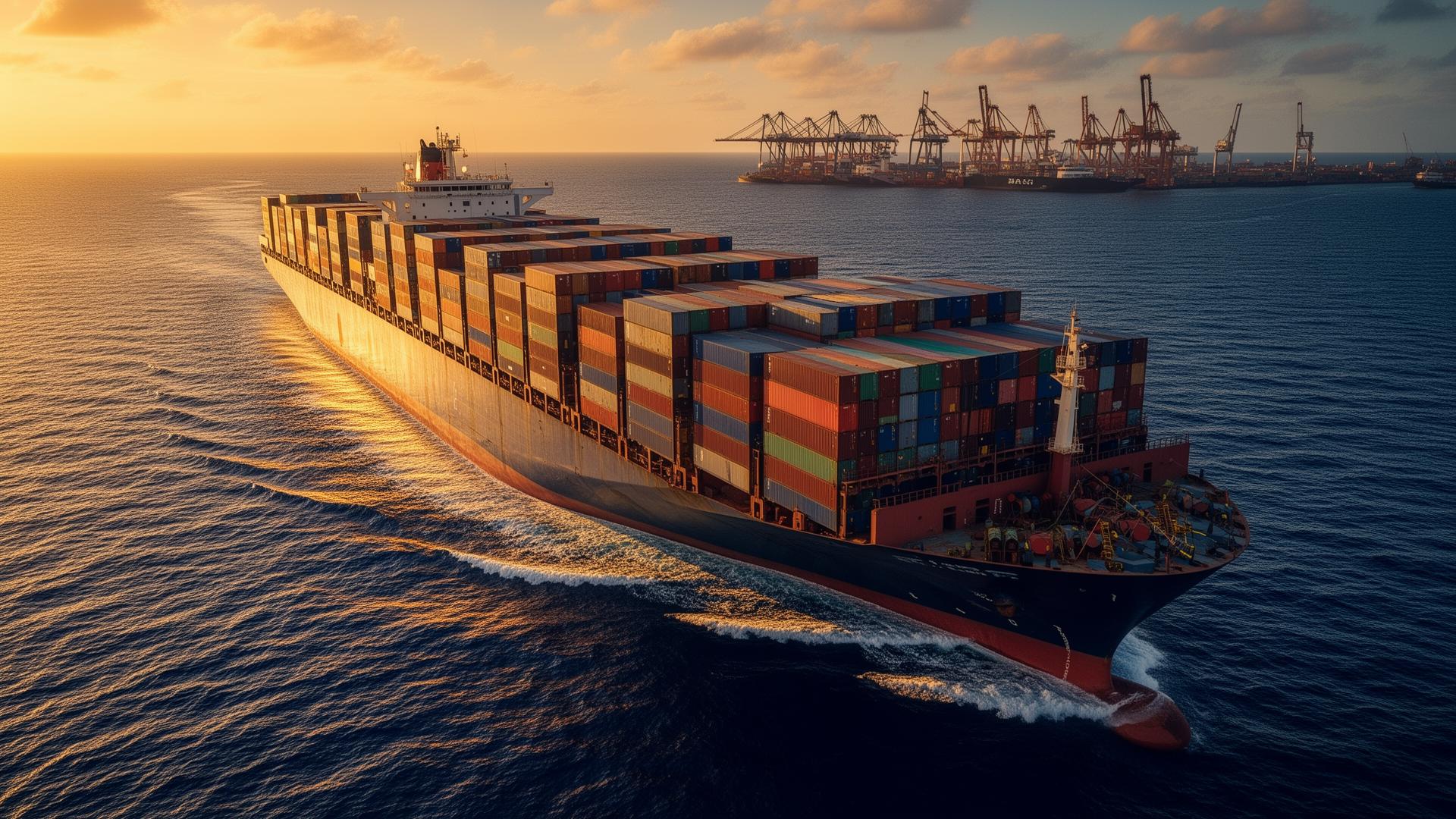 Navio cargueiro com containers — comércio exterior internacional